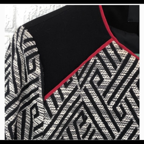 H&M Aztec Key Print Moto Blazer Black Size 10 - Picture 6 of 9